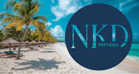the logo for nkd paradisos on a beach
