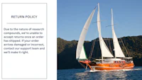 a sailboat on the water with the words return policy